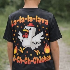 Minecraft Kids Funny Tshirt Lava Chicken Song, 14Y